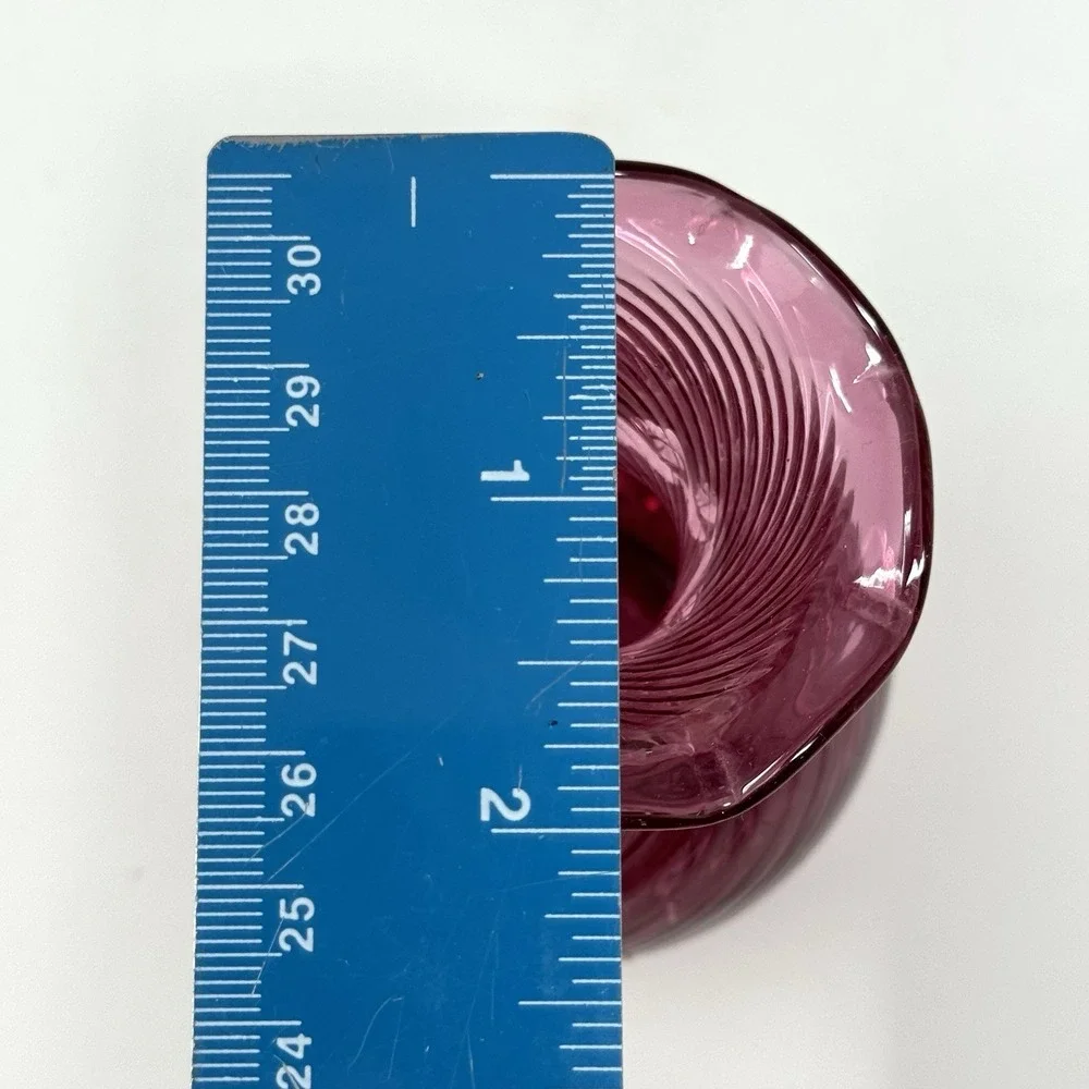 Pilgrim Cranberry Glass Hand Blown Optic Swirl Bud Vase 4.5